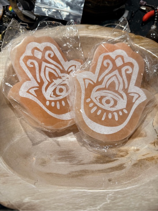 Other - Peach Selenite Hamza Hand Charging Plate